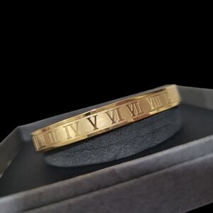 UNISEX EdForce Stainless Steel Roman-Numeral Bangle.Bracelet Gold Plated New NIB